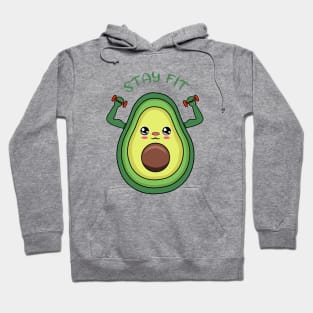 Stay Fit, cute avocado lifting weights Hoodie